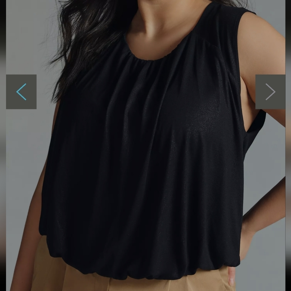 Anthropologie Witchy Shimmering Black Bubble Sleeveless Top Blouse NWT XL